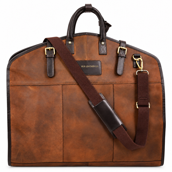 Luxury Leather Slimline Garment Carrier — Keswich Brown Vintage
