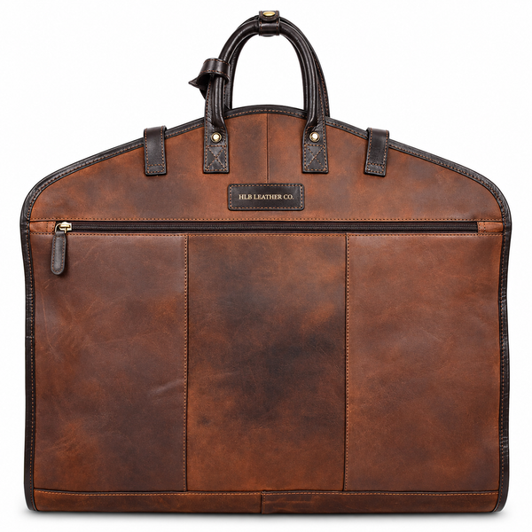 Luxury Leather Slimline Garment Carrier — Keswich Brown Vintage