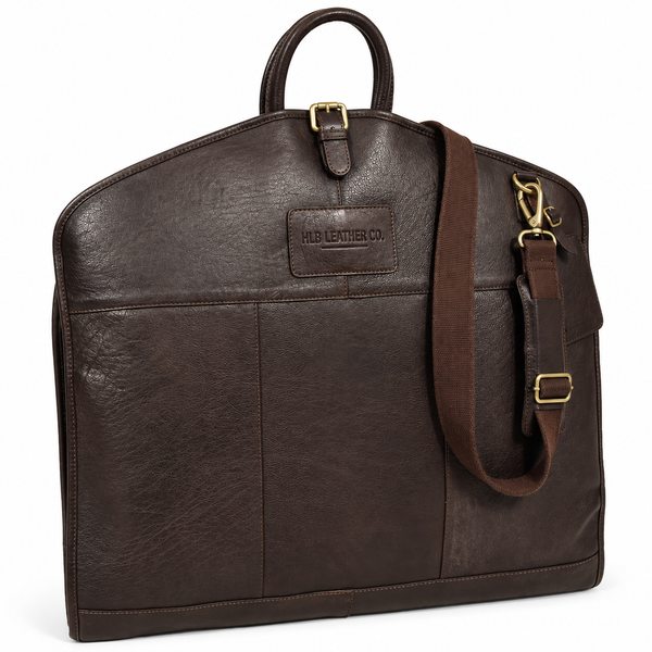 Slimline Vegetable Tanned Leather Garment Carrier — Keswich Brown