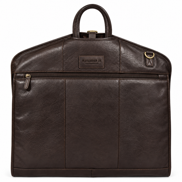 Slimline Vegetable Tanned Leather Garment Carrier — Keswich Brown