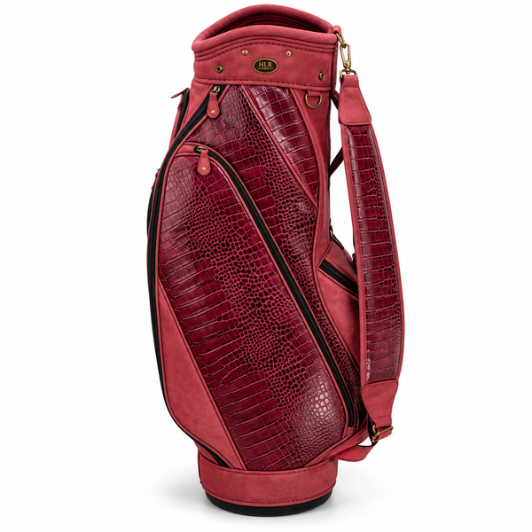 Luxury Black &amp; Burgundy Leather Golf Bag