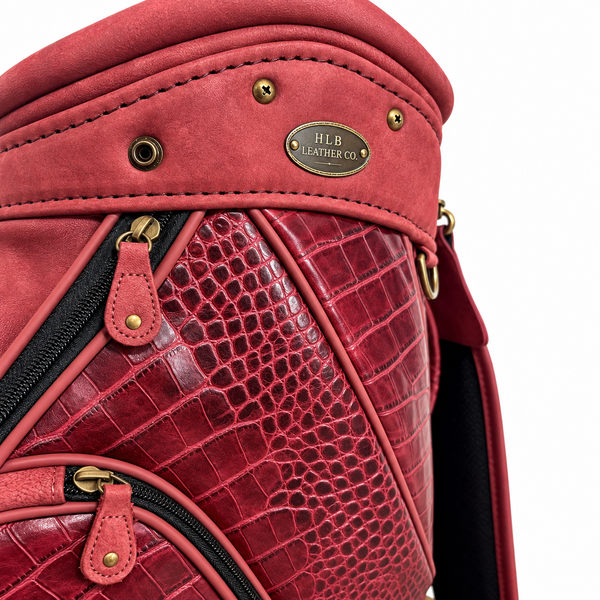Luxury Black &amp; Burgundy Leather Golf Bag