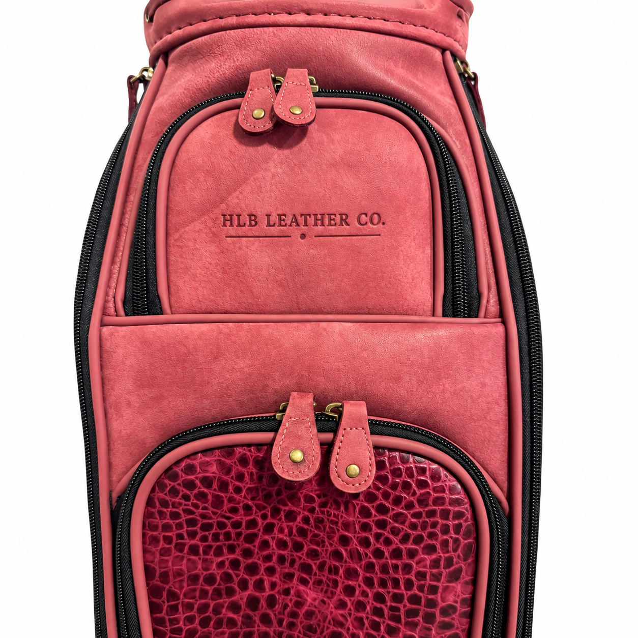 Luxury Black &amp; Burgundy Leather Golf Bag
