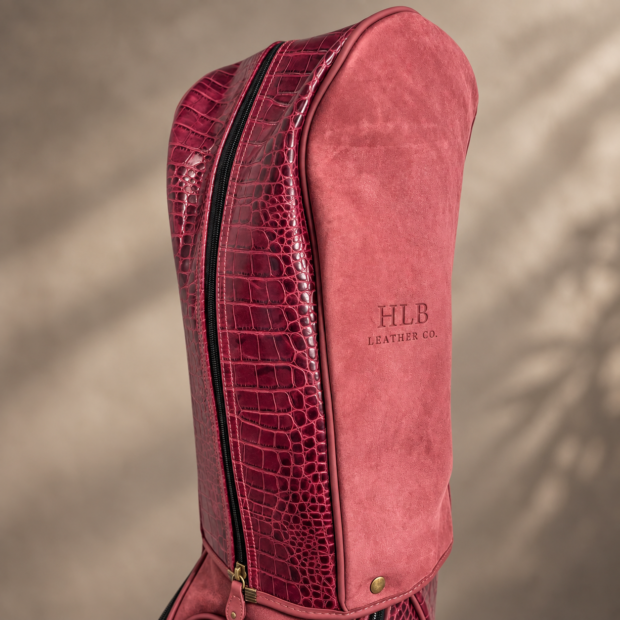 Luxury Black &amp; Burgundy Leather Golf Bag