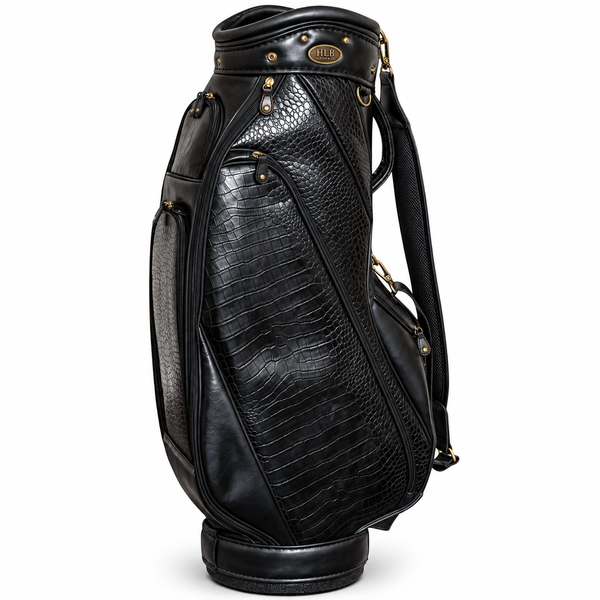 Luxury Black &amp; Burgundy Leather Golf Bag