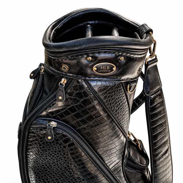 Luxury Black &amp; Burgundy Leather Golf Bag