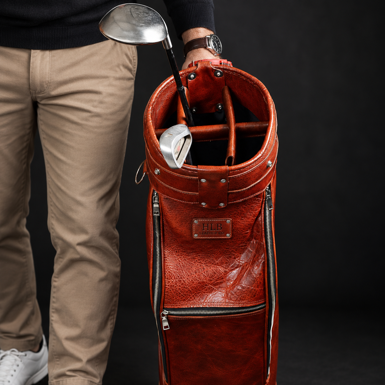 Handmade 35-Inch Full-Grain Leather Golf Bag