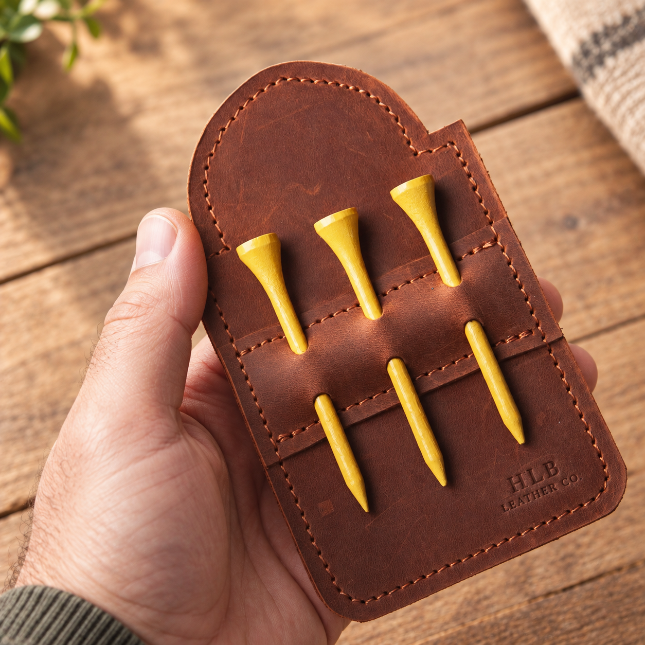 Handmade Leather Golf Tee Holder — Pack of 5