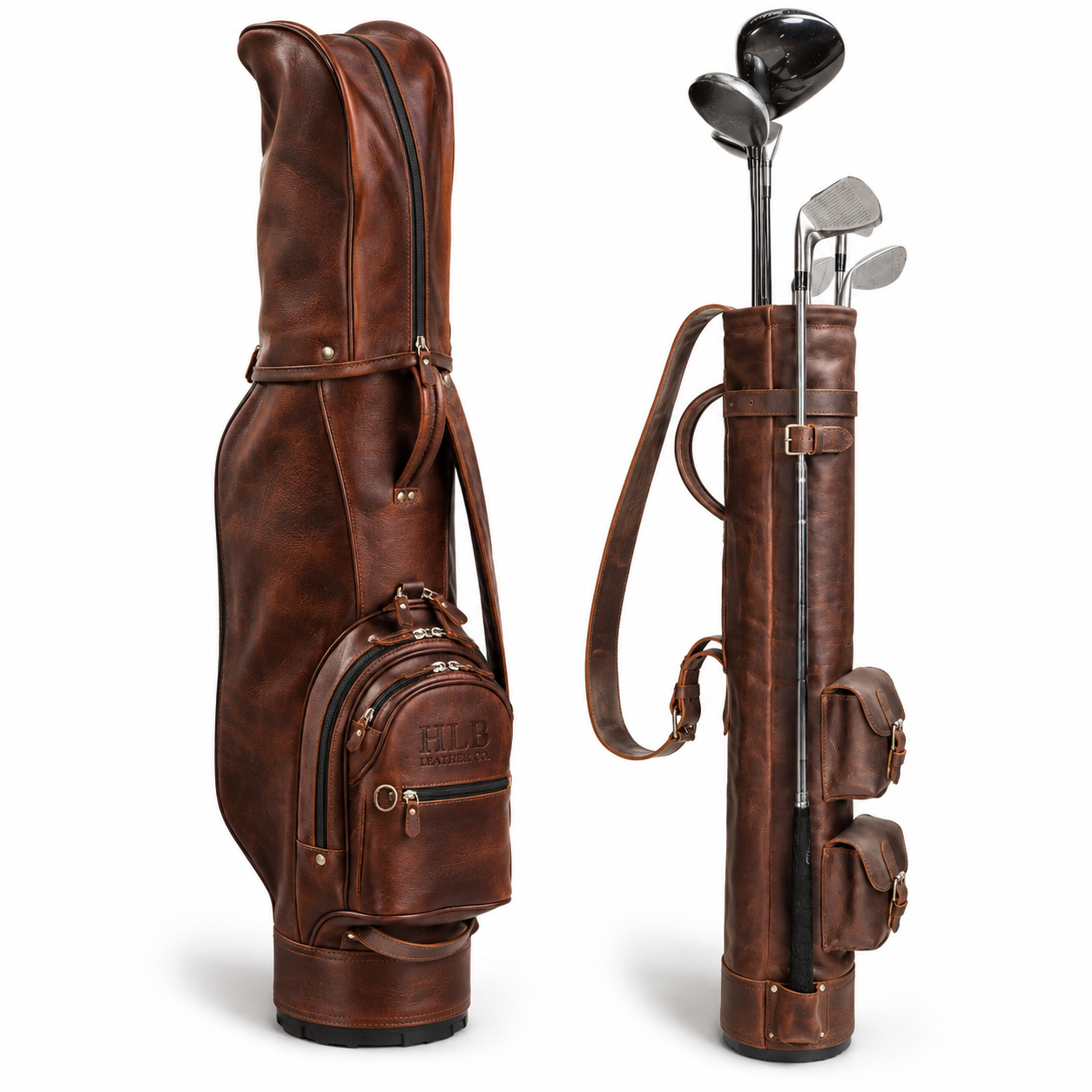 Vintage Full-Grain Leather Sunday Golf Bag