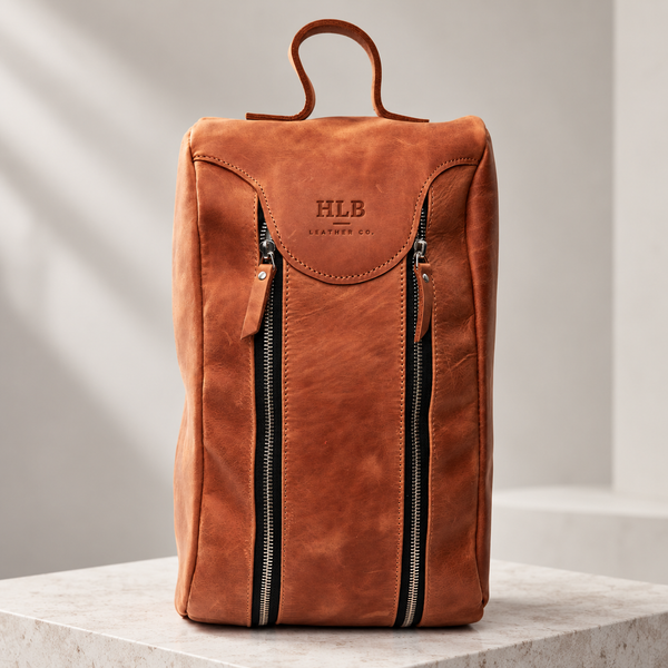 Handcrafted Leather Golf Shoe Bag