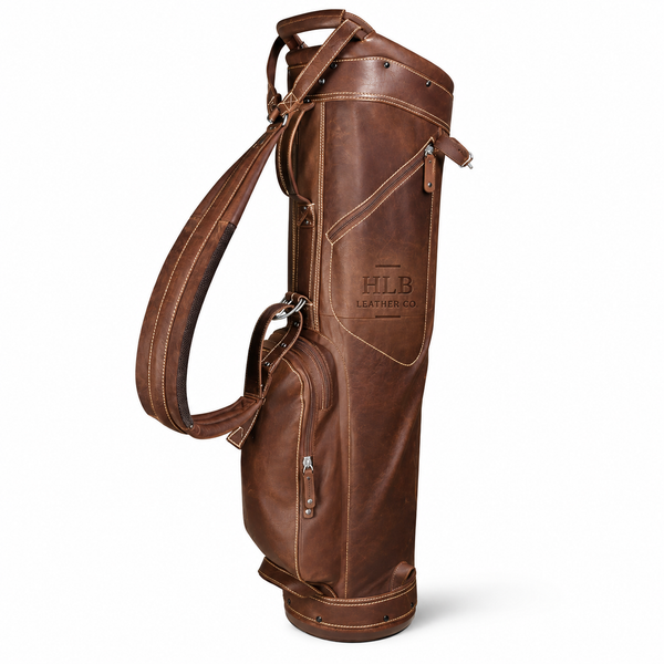 Premium Leather Sunday Golf Bag — Brown &amp; Khaki