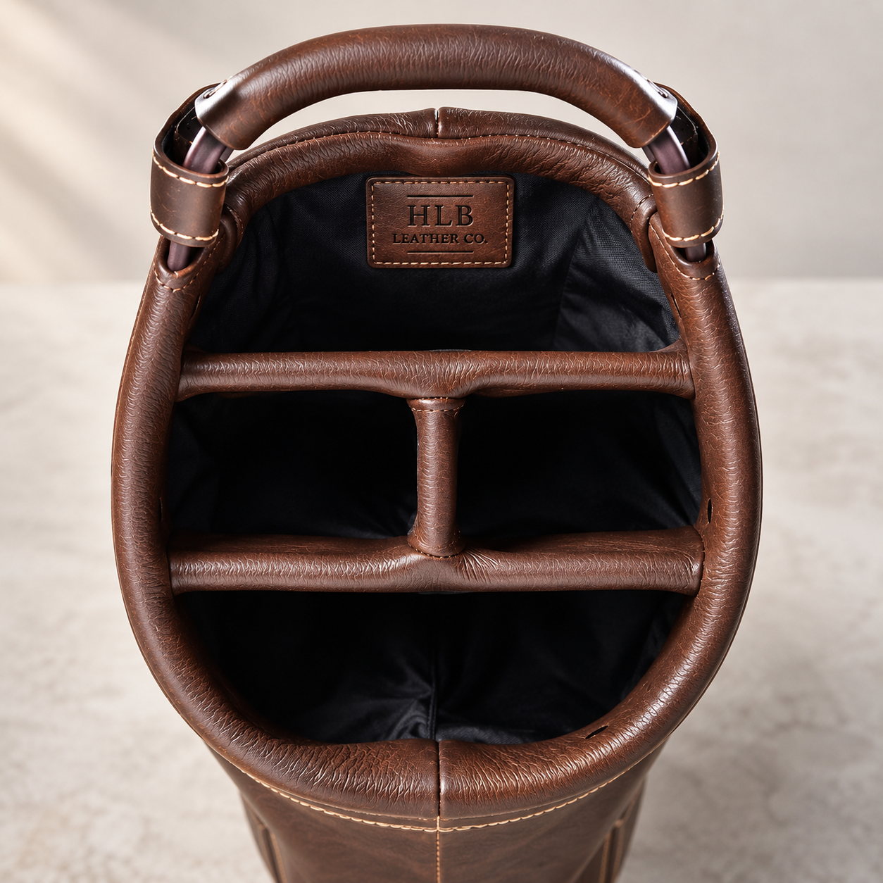 Premium Leather Sunday Golf Bag — Brown &amp; Khaki