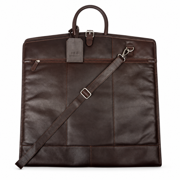 Antique Brown Lightweight Genuine Leather Suit Carrier