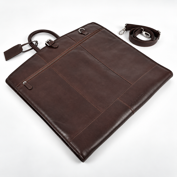 Antique Brown Lightweight Genuine Leather Suit Carrier