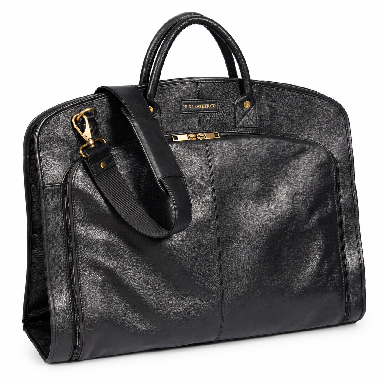 Full-Grain Cowhide Leather Suit Carrier — Dual Compartment