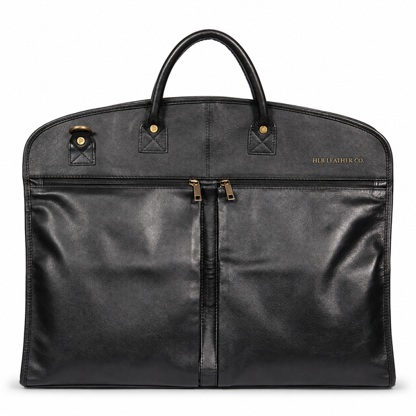 Full-Grain Cowhide Leather Suit Carrier — Dual Compartment