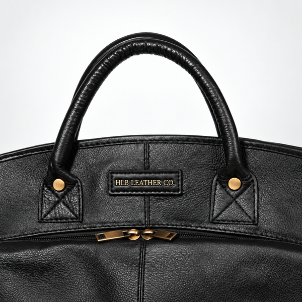 Slim Pebbled Leather Suit Carrier — Lared Black