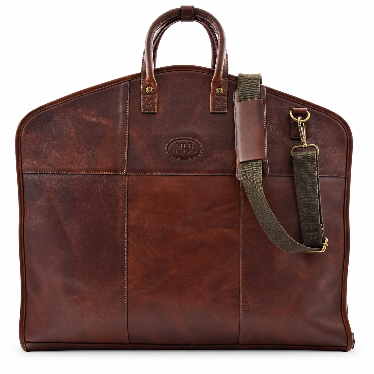 Large Capacity Genuine Leather Garment Bag — Oxford Brown