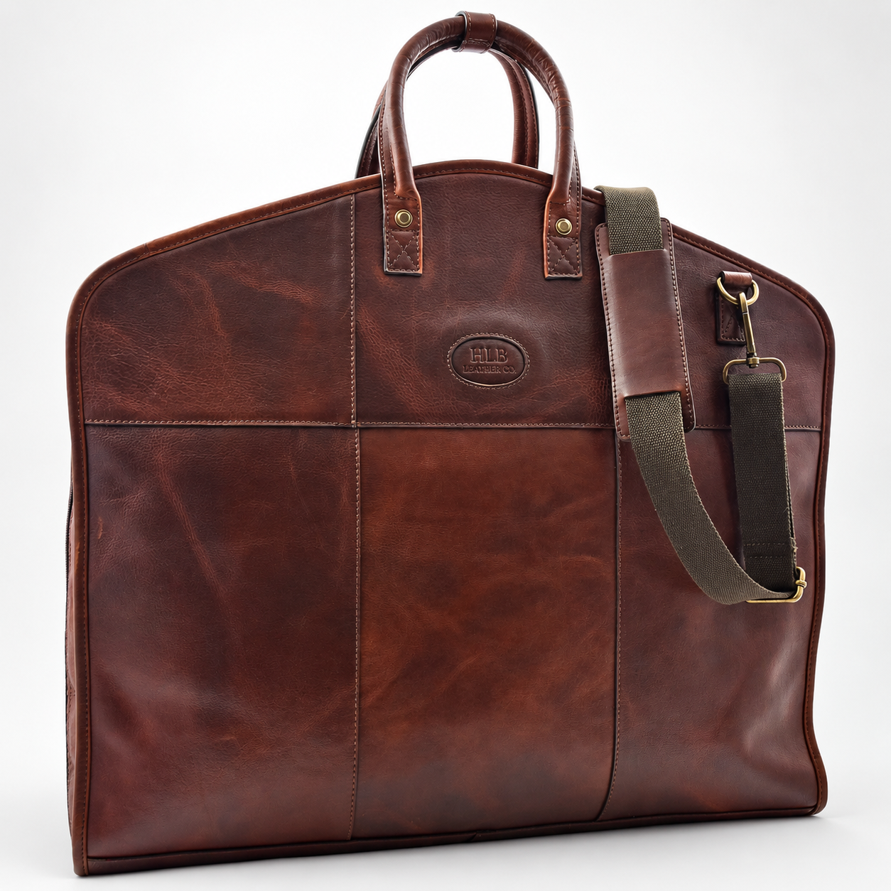 Large Capacity Genuine Leather Garment Bag — Oxford Brown