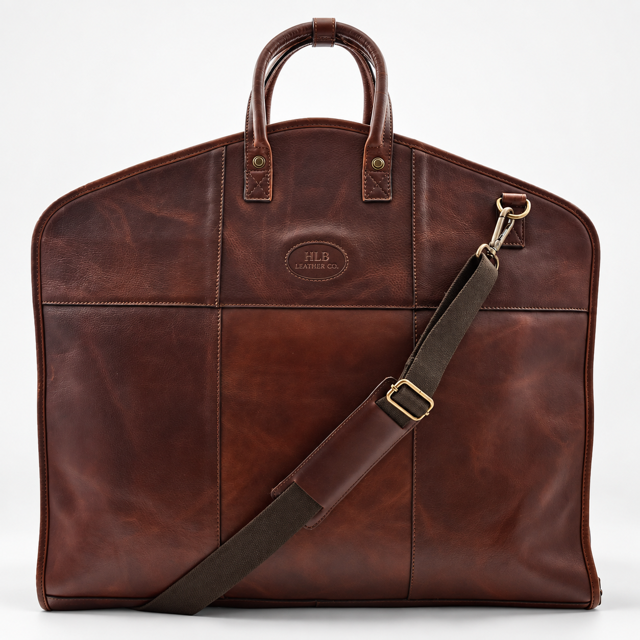 Large Capacity Genuine Leather Garment Bag — Oxford Brown