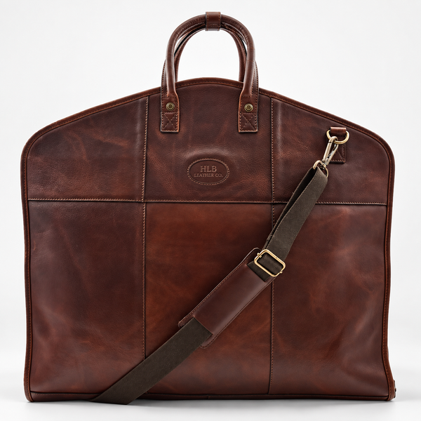 Large Capacity Genuine Leather Garment Bag — Oxford Brown