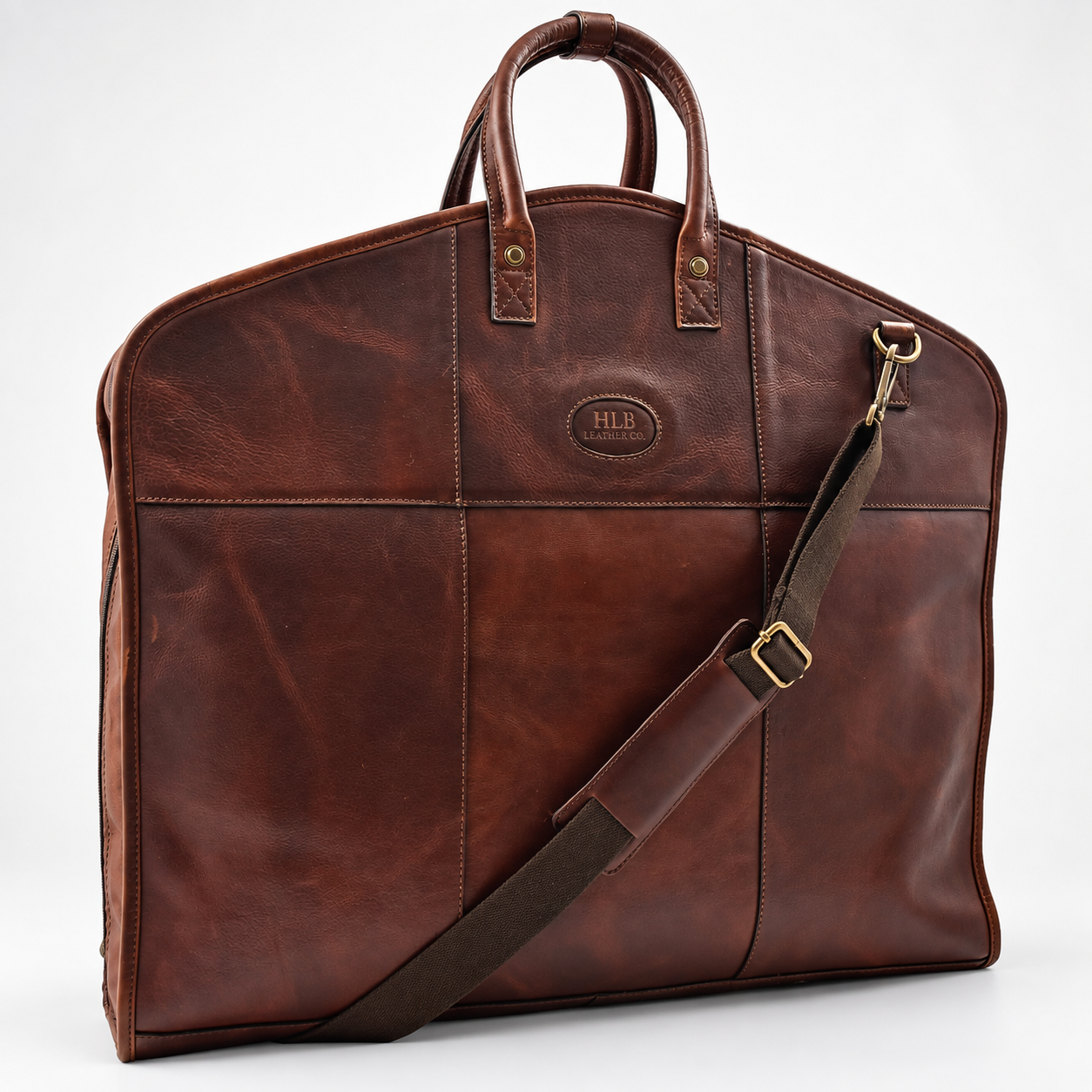 Large Capacity Genuine Leather Garment Bag — Oxford Brown