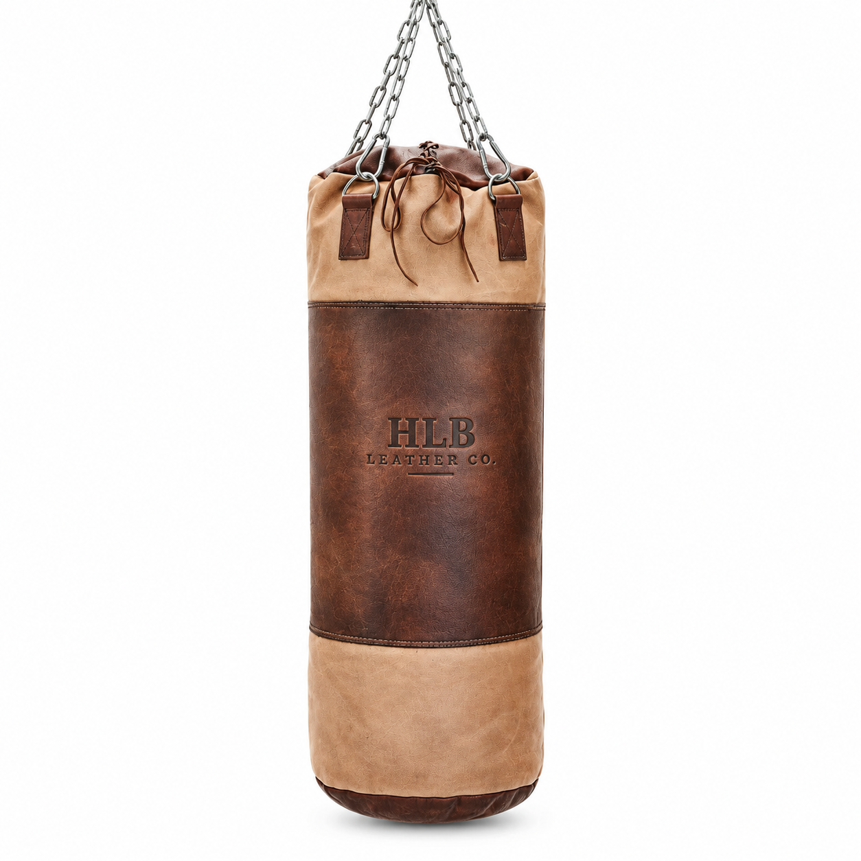Vintage Cream & Brown Leather Heavy Punching Bag
