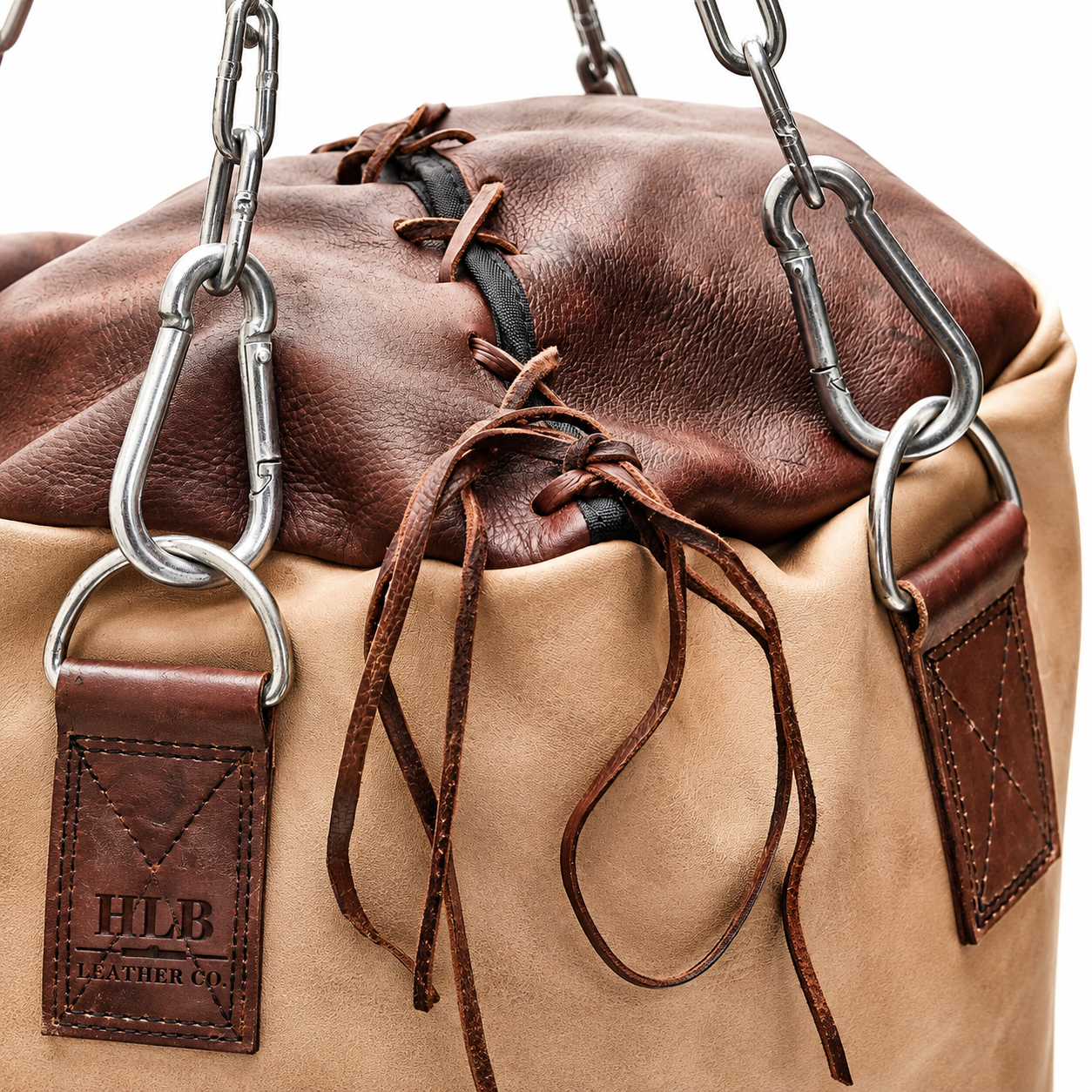 Vintage Cream & Brown Leather Heavy Punching Bag