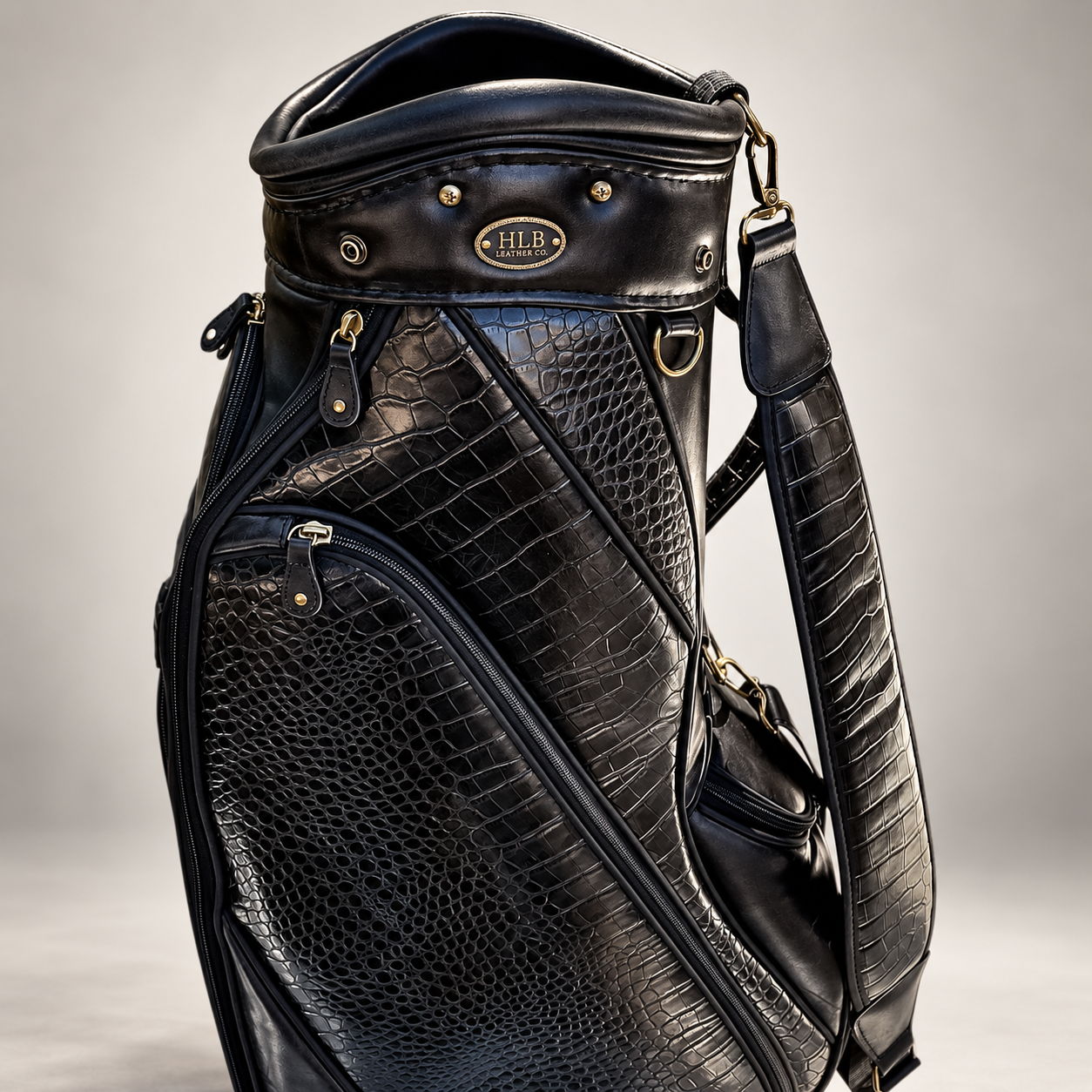 Luxury Black Leather Golf Bag