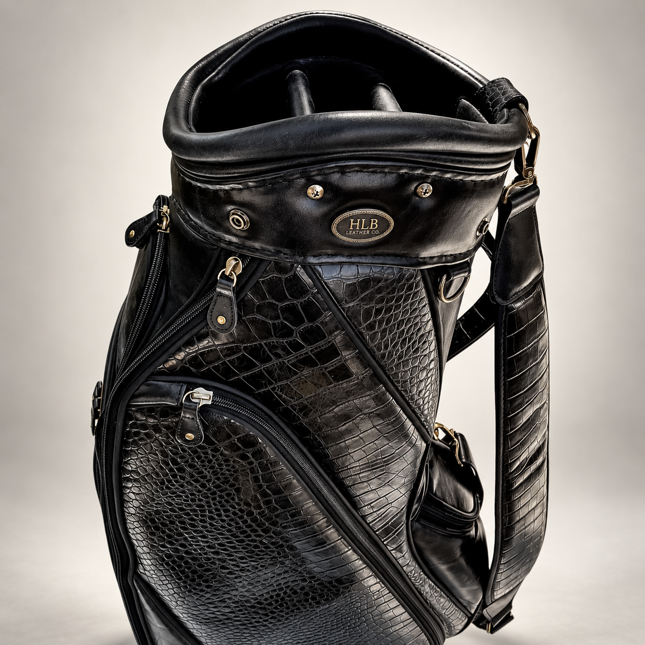 Luxury Black Leather Golf Bag