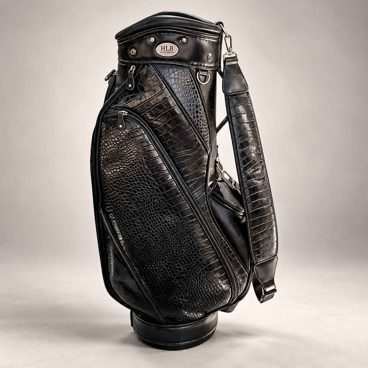 Luxury Black Leather Golf Bag
