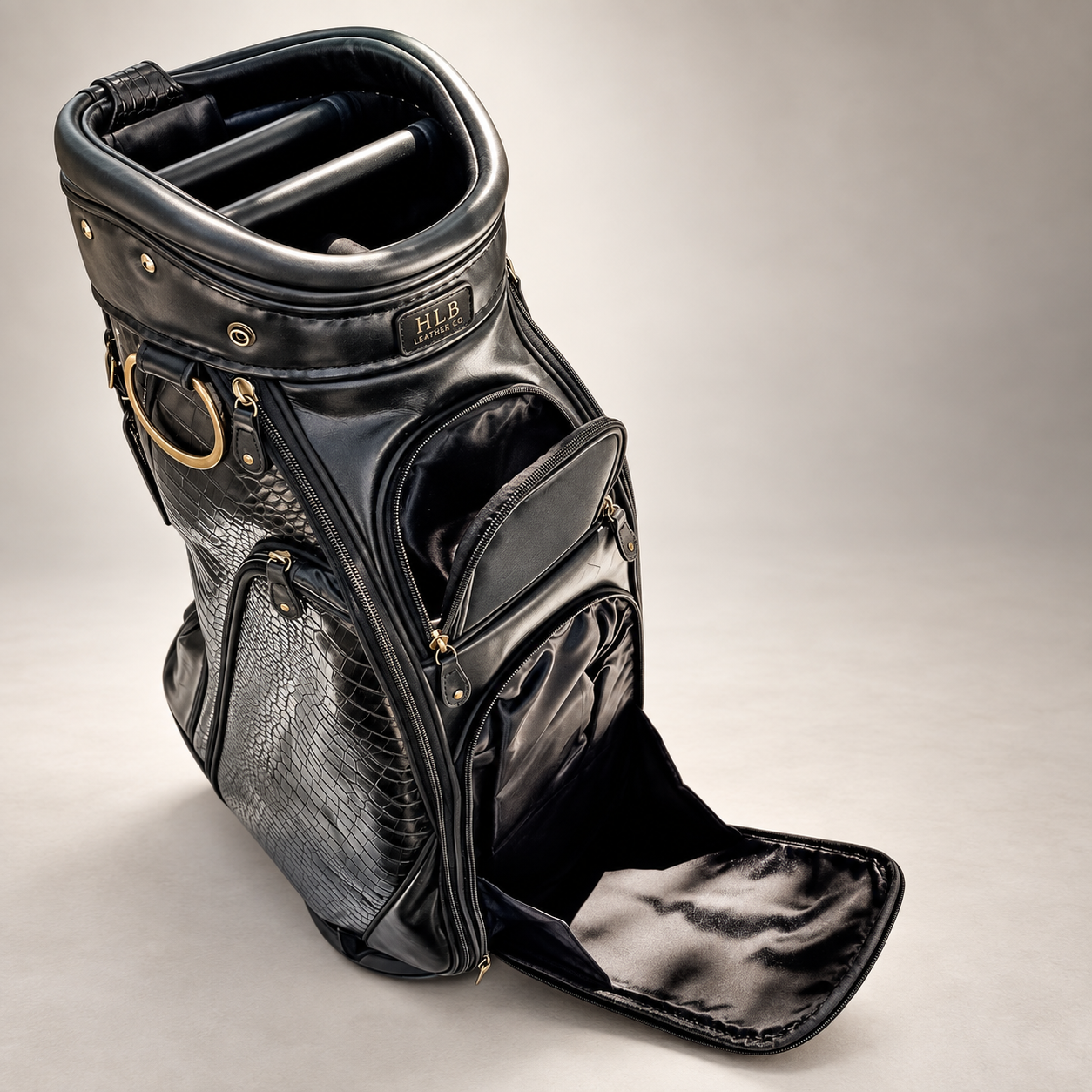 Luxury Black Leather Golf Bag