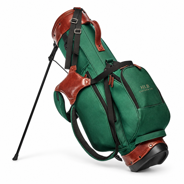Green Canvas &amp; Leather Golf Stand Bag
