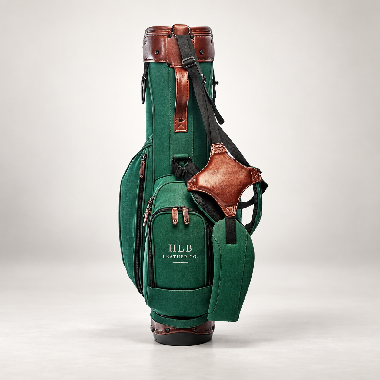 Green Canvas &amp; Leather Golf Stand Bag