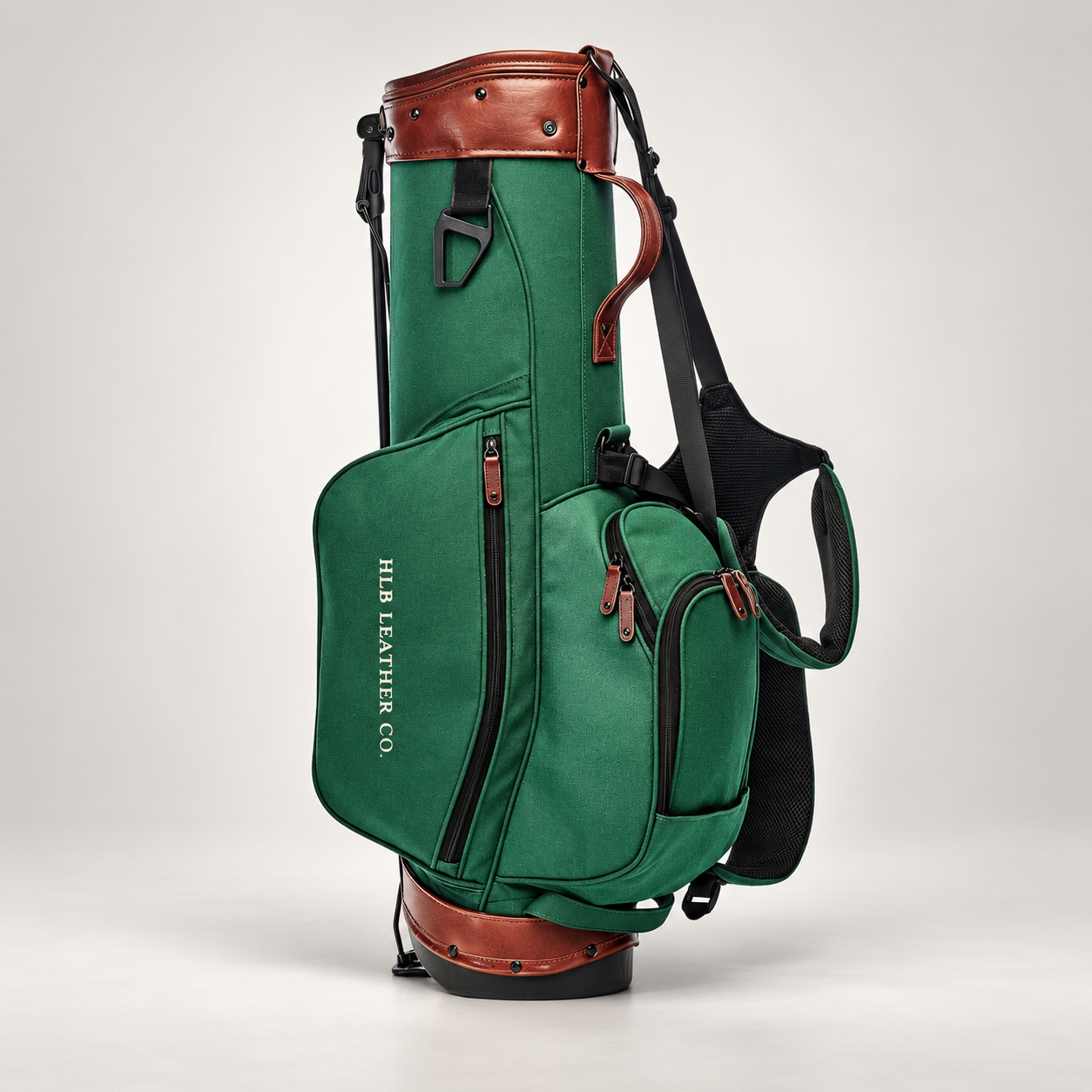Green Canvas &amp; Leather Golf Stand Bag