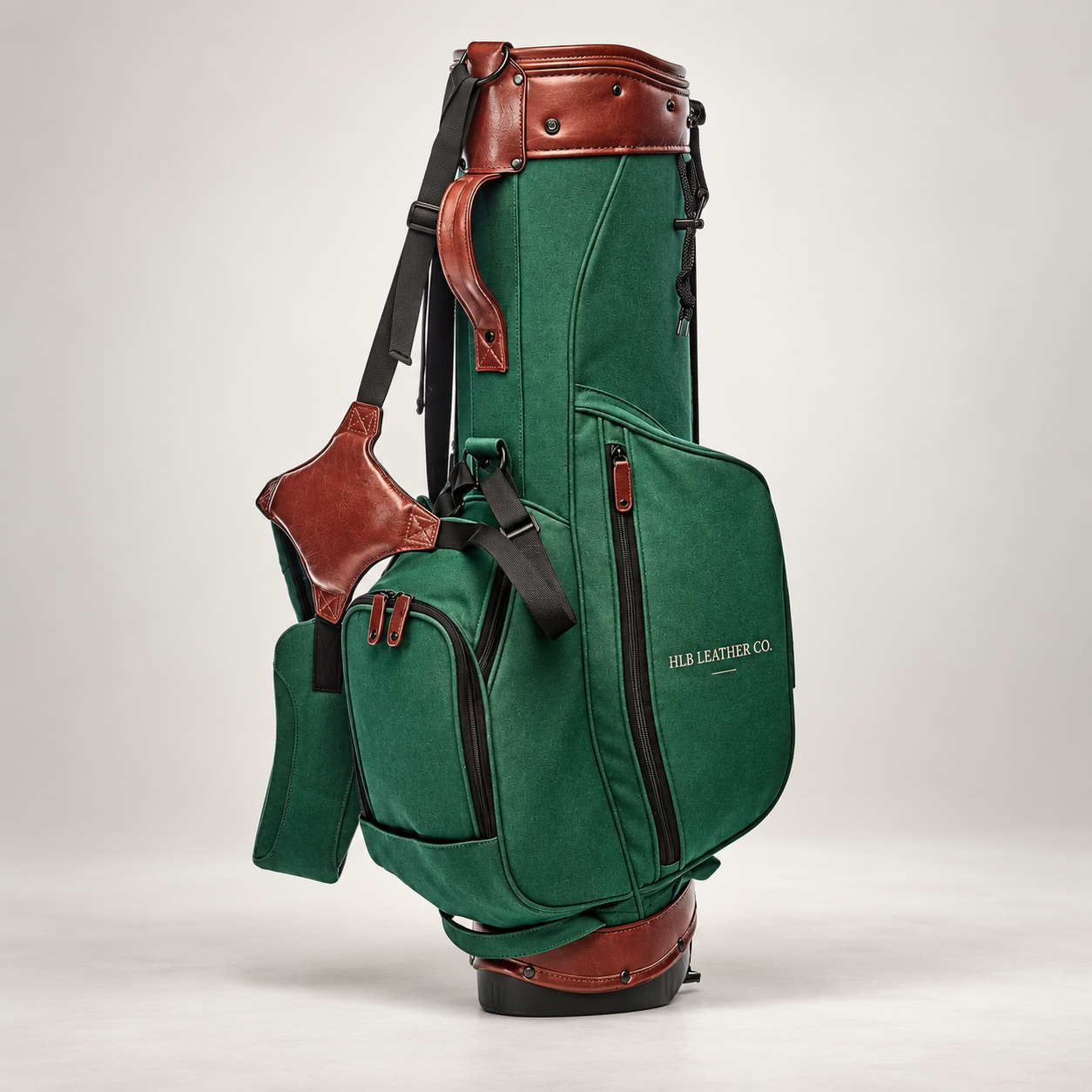Green Canvas &amp; Leather Golf Stand Bag