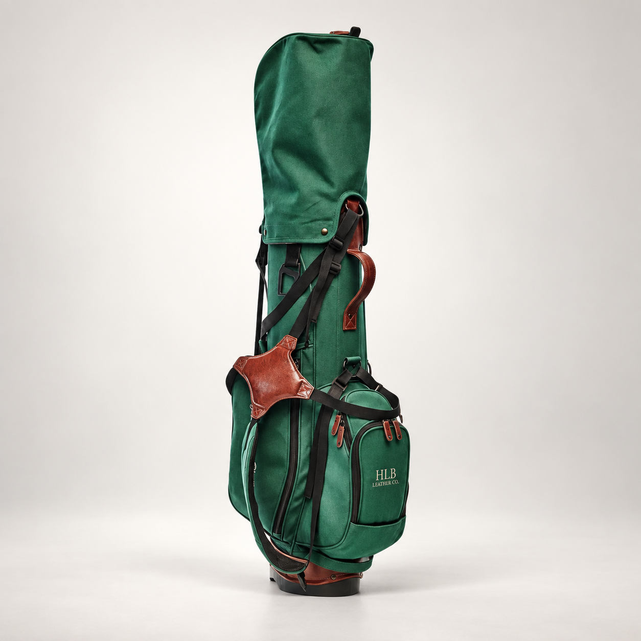 Green Canvas &amp; Leather Golf Stand Bag
