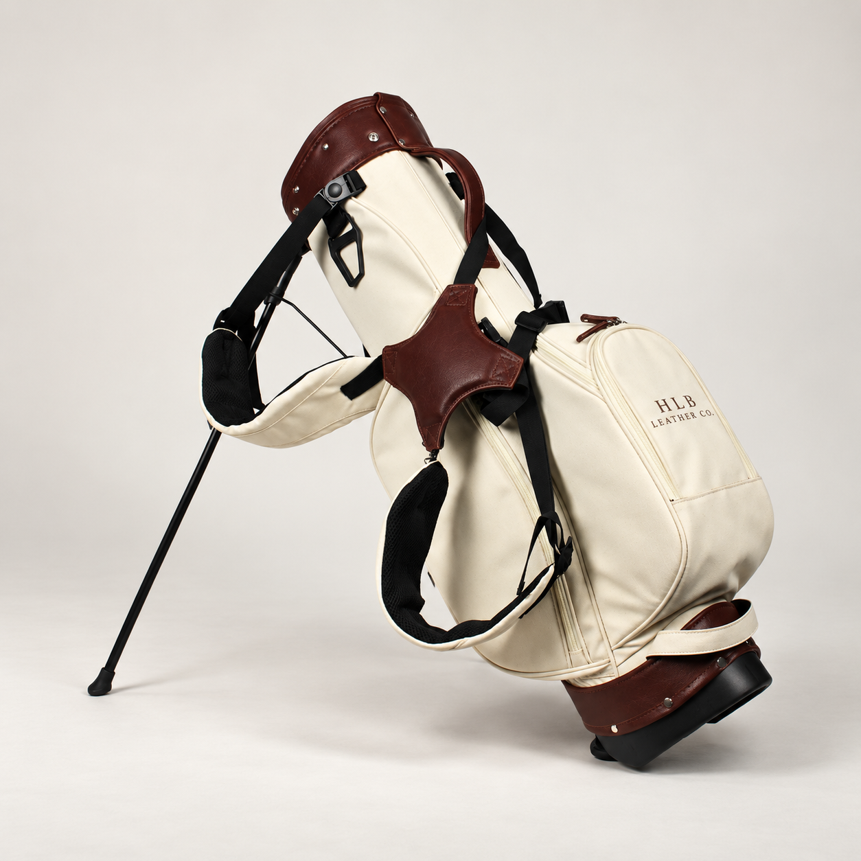 Cream Canvas & Leather Golf Stand Bag