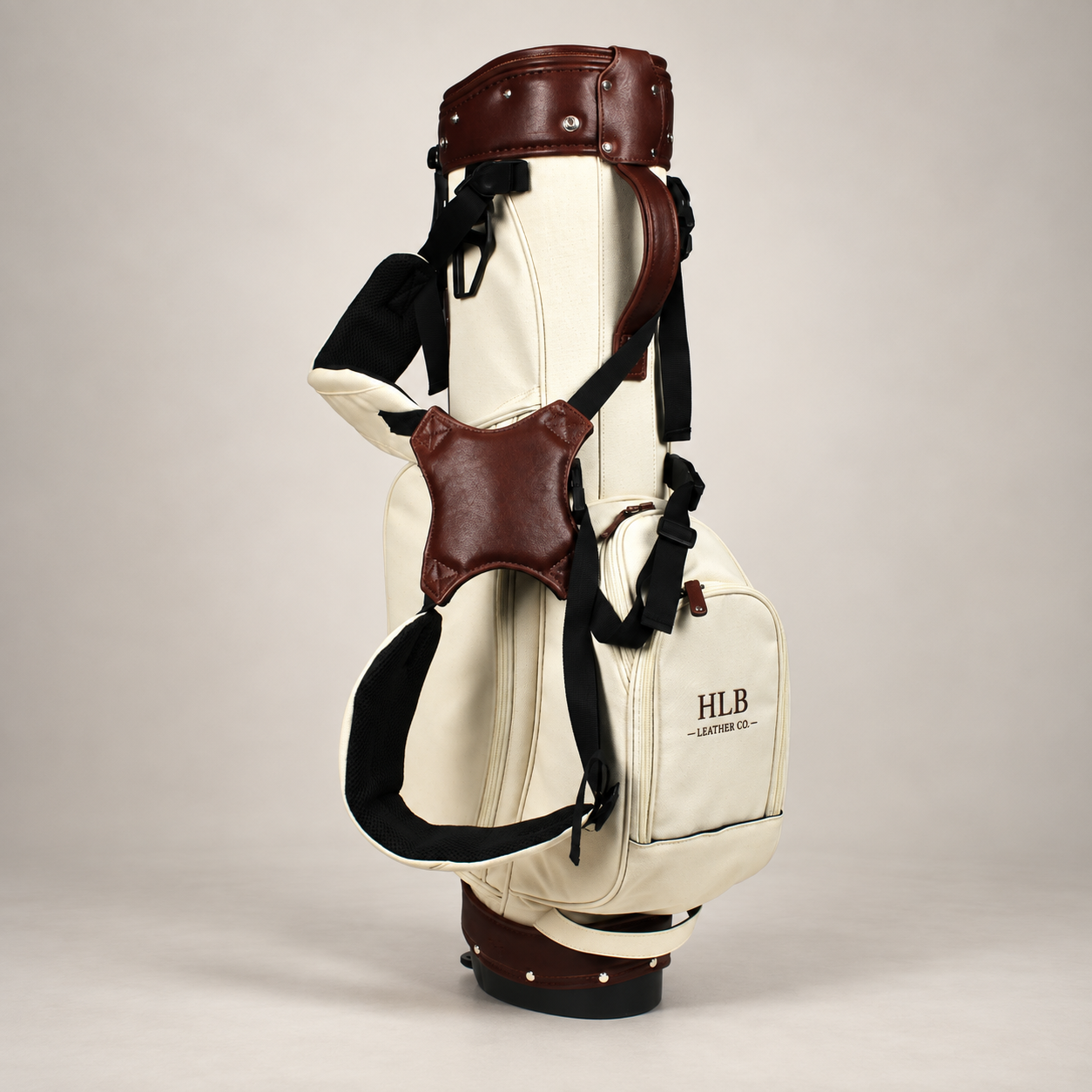 Cream Canvas & Leather Golf Stand Bag