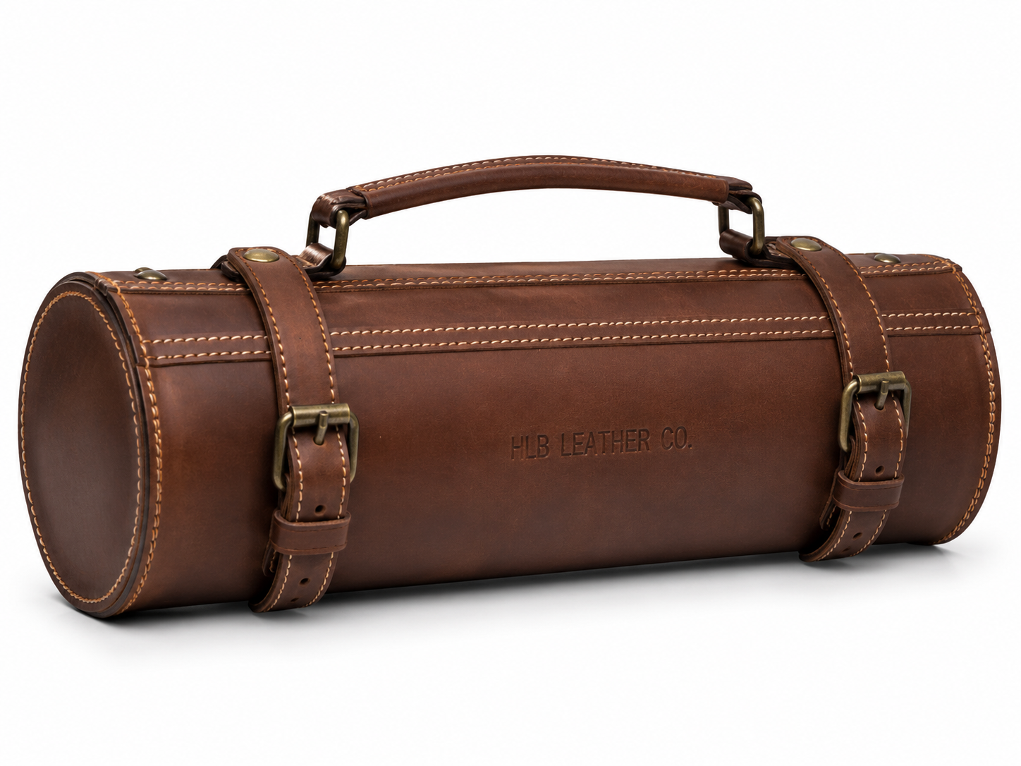 Torino Ranch Leather Chef Knife Roll Stress Brown 10 Slot