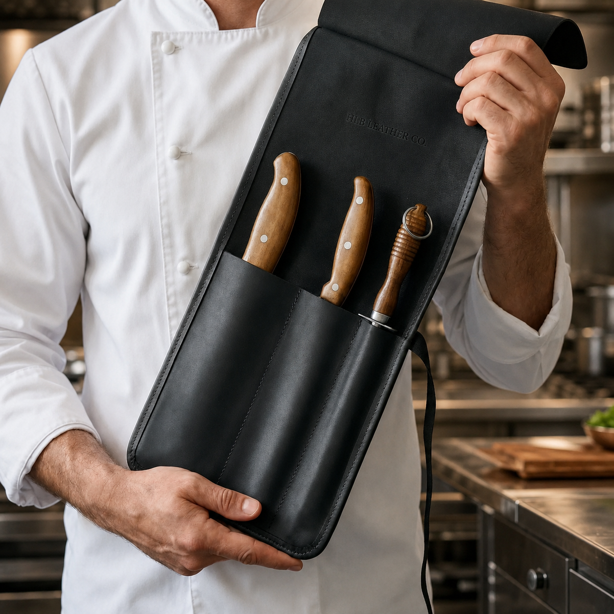 Professional Leather Chef Knife Roll | Full Grain Knife Storage Organizer
