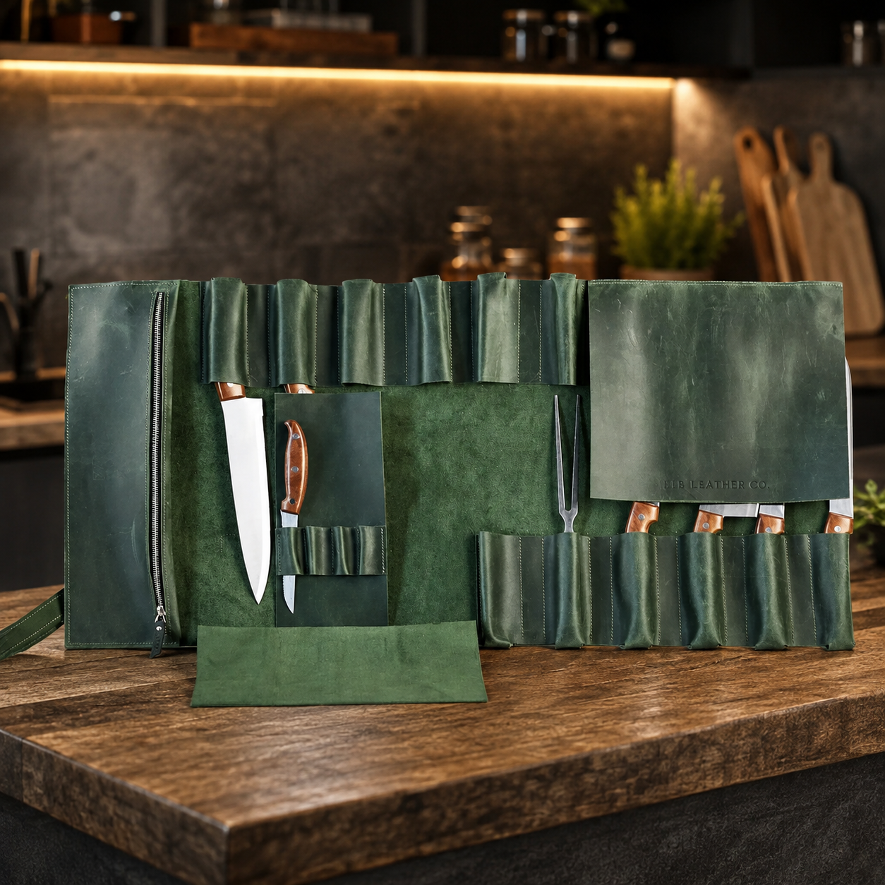 Premium Full Grain Leather Chef Knife Roll | Professional Knife Storage Case