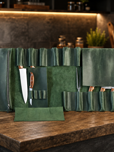 Premium Full Grain Leather Chef Knife Roll | Professional Knife Storage Case