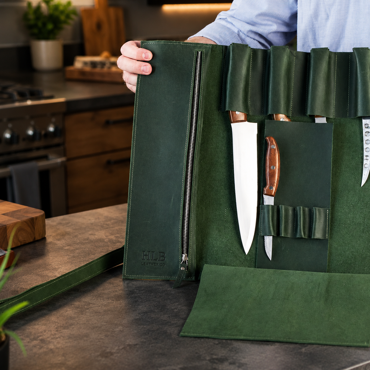 Premium Full Grain Leather Chef Knife Roll | Professional Knife Storage Case