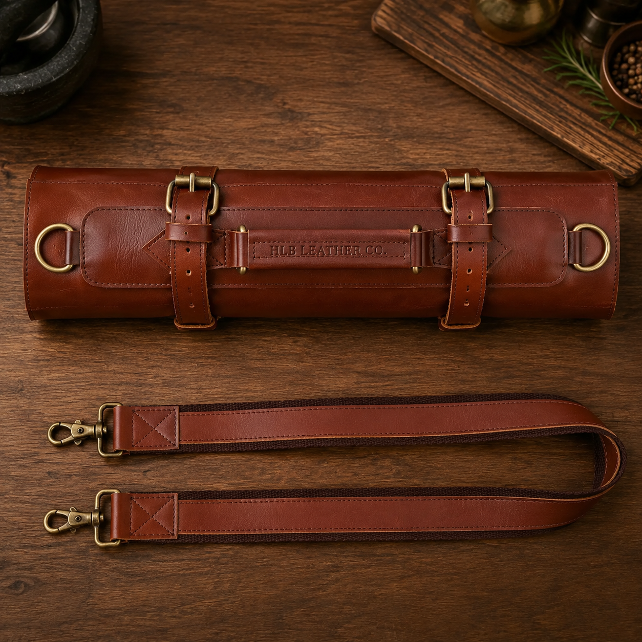 7 Pocket Full Grain Leather Knife Roll | Handmade Professional Chef Knife Bag