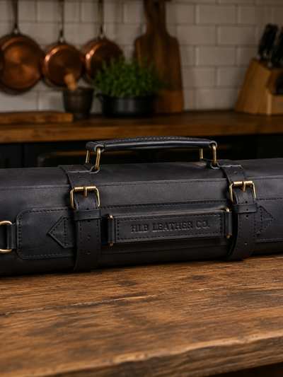 5 Pocket Full Grain Leather Knife Roll | Handmade Compact Chef Knife Organizer