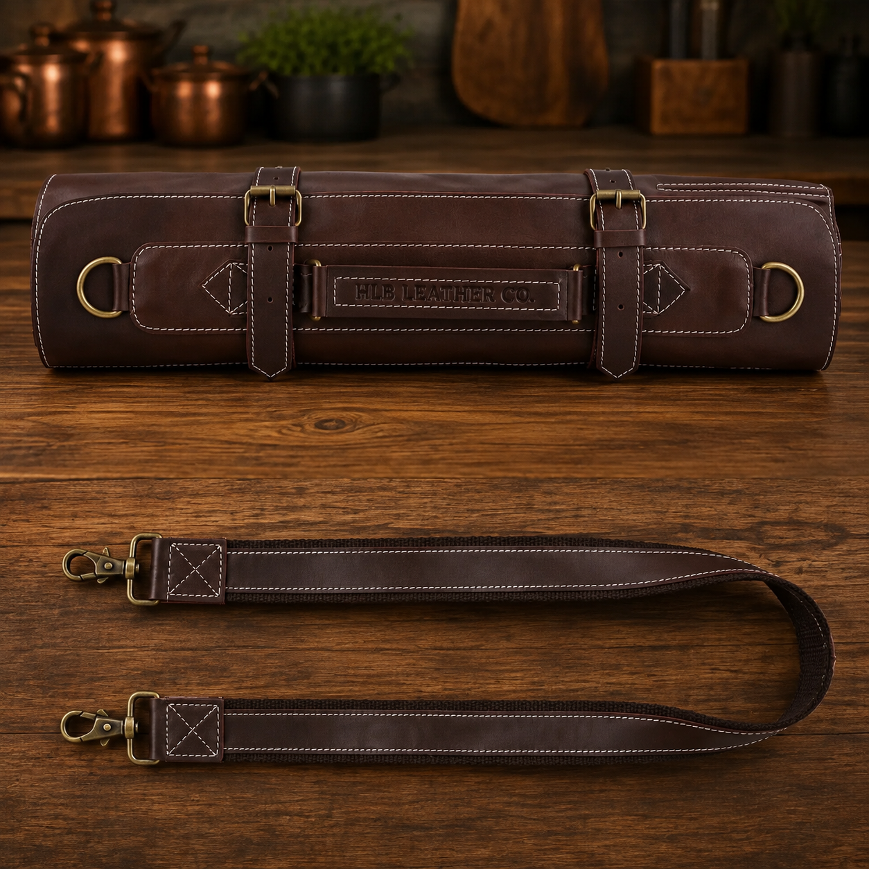 11 Pocket Full Grain Leather Chef Knife Roll | Handmade Professional Knife Bag