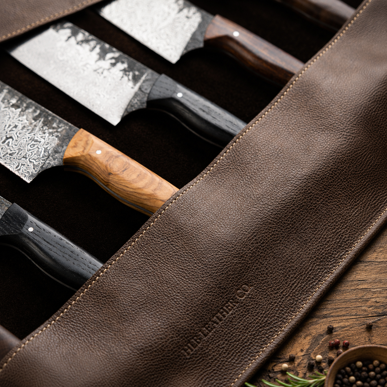 6 Slot Handmade Leather Knife Bag | Premium Chef Knife Storage Organizer