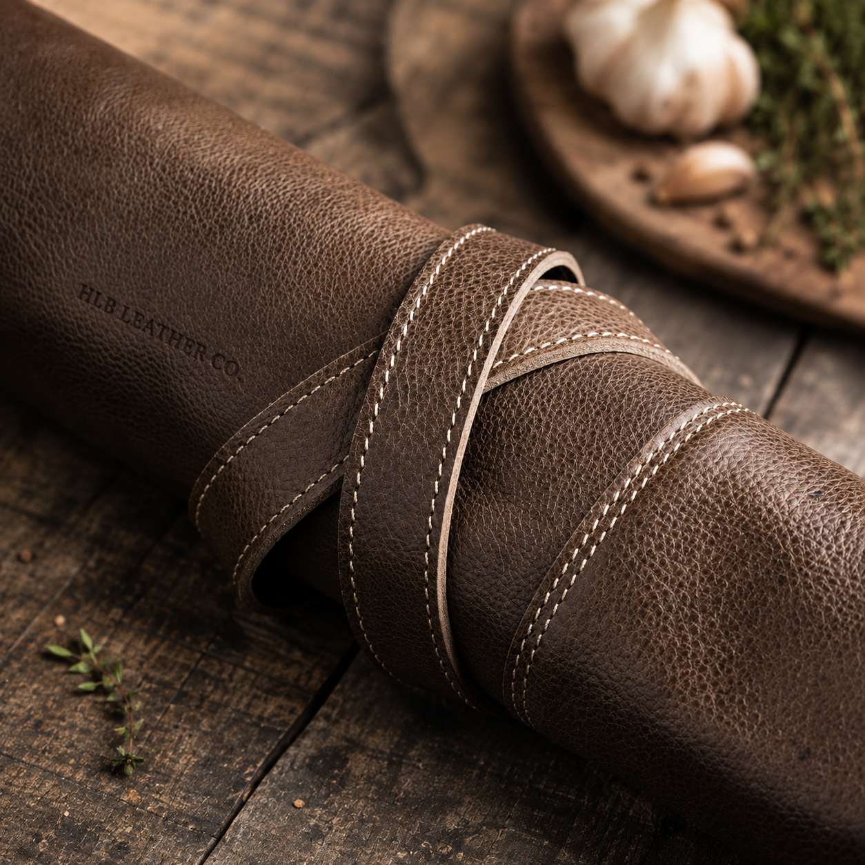 Magnetic Leather Knife Roll | 4 Slot Premium Chef Knife Holder with Suede Lining