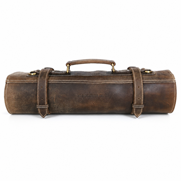 Cedar Full Grain Leather Knife Roll | Premium Chef Knife Storage Bag